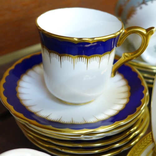 677 - Three gilt coffee sets, two Aynsley including Elizabeth pattern and Coalport, (32 pieces in total, 6... 