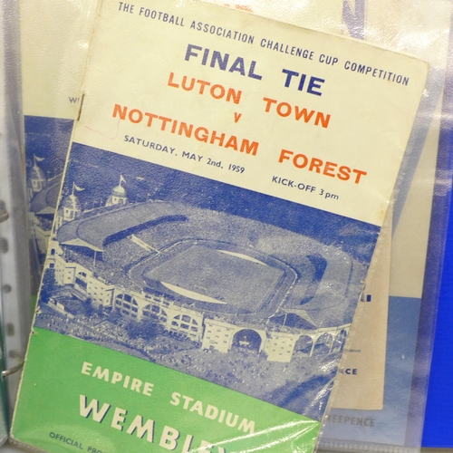 678 - Football memorabilia; a file of twenty-four programmes from the 1950s including 1959 FA Cup Final (L... 