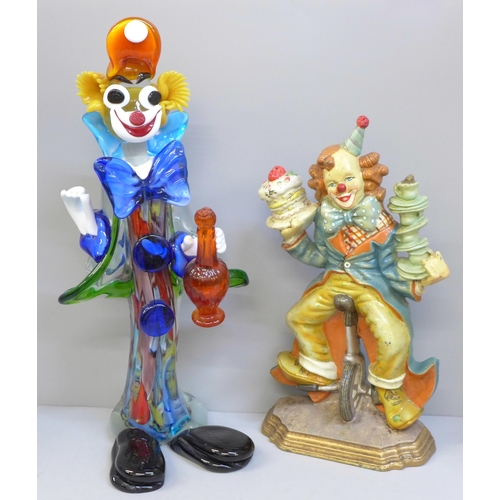 680 - A large Murano clown, 40cm, and a cast metal clown doorstop **PLEASE NOTE THIS LOT IS NOT ELIGIBLE F... 