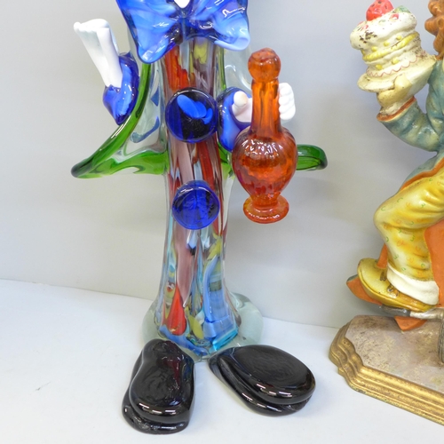 680 - A large Murano clown, 40cm, and a cast metal clown doorstop **PLEASE NOTE THIS LOT IS NOT ELIGIBLE F... 