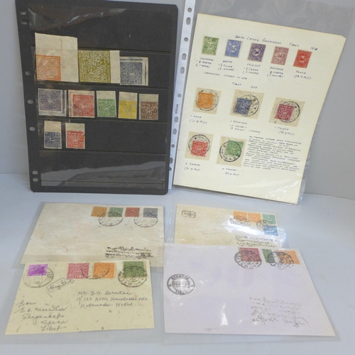 693 - Stamps; Tibet 1911-33 unusual selection of twenty mint and used stamps with five of the 1933 values ... 