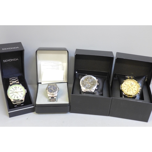 696 - Four boxed wristwatches including Sekonda