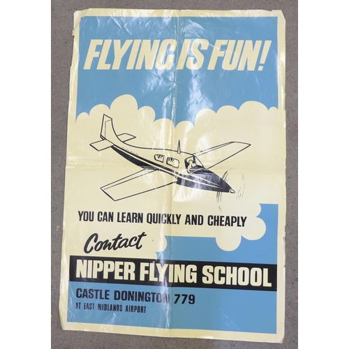 703 - A vintage poster, Flying is Fun, Nipper Flying School, Castle Donington