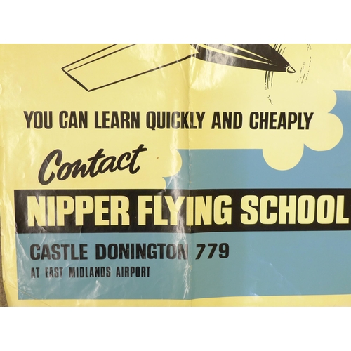 703 - A vintage poster, Flying is Fun, Nipper Flying School, Castle Donington