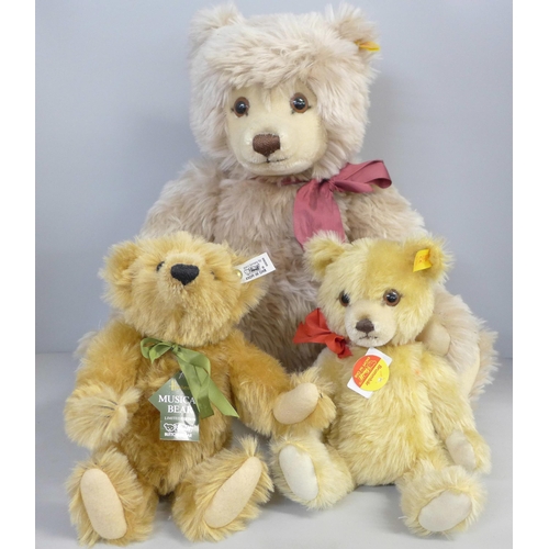 717A - Three Steiff Teddy bears, including a Harrods Steiff musical bear