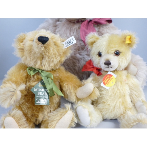 717A - Three Steiff Teddy bears, including a Harrods Steiff musical bear