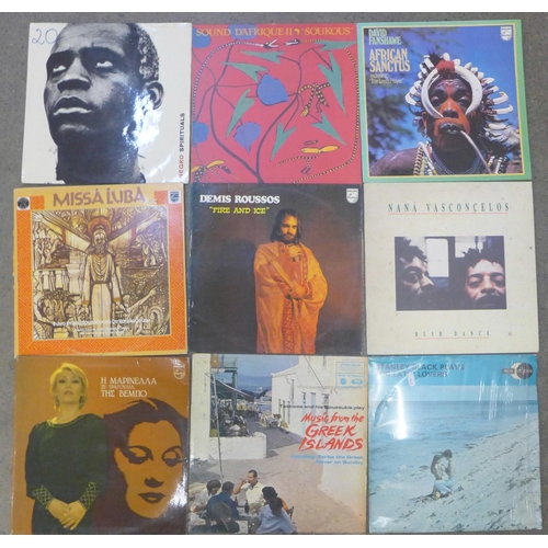 723 - Vinyl LPs; 37 world music LPs including David Fanshawe African Sanctus, Sound D'Afrique II, Negro Sp... 