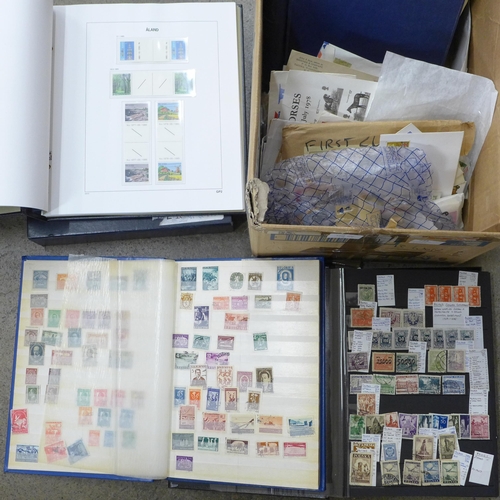 724 - Stamps; a box of stamps, covers, etc., loose and in album