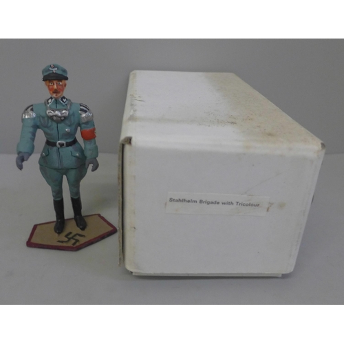 744 - A box of metal German military figures, Stahlelm Brigade with Tricolour, (29)