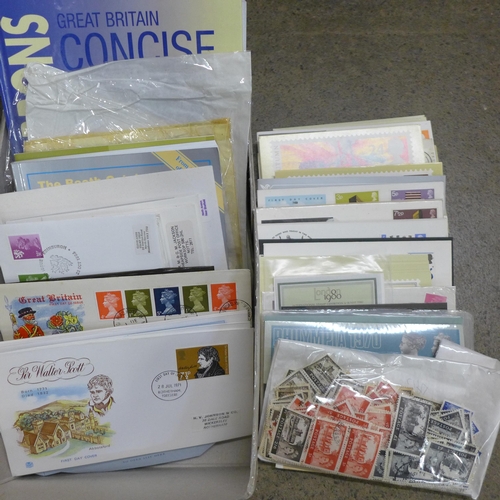 771 - Stamps; a box of GB stamps, covers, presentation packs, etc.