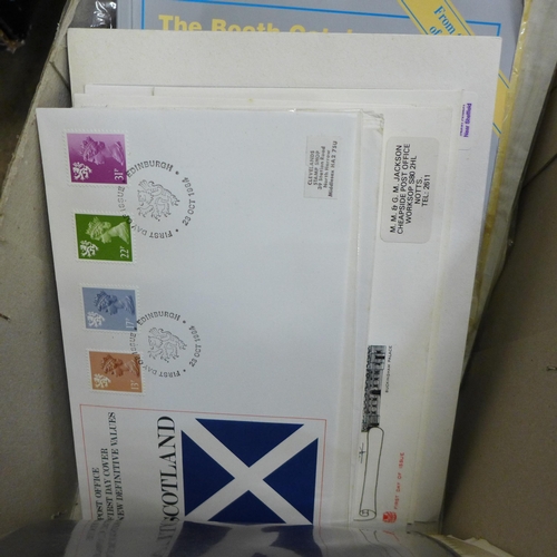 771 - Stamps; a box of GB stamps, covers, presentation packs, etc.