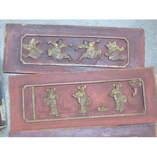 776 - Ten carved oriental panels