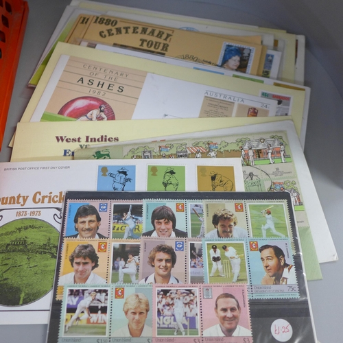 784 - Stamps; cricket related stamps, covers, etc.