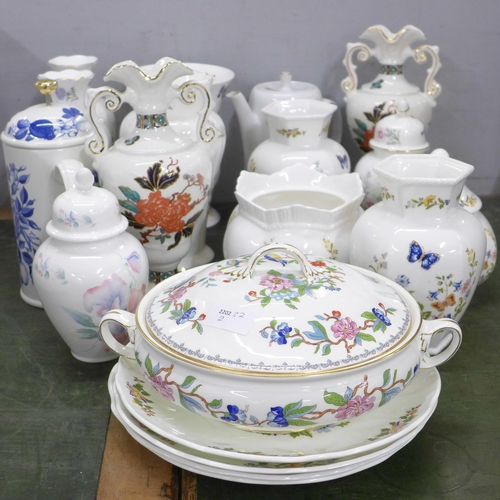 807 - A collection of Aynsley including vases, a Royal Worcester Evesham coffee pot, an Aynsley tureen, th... 