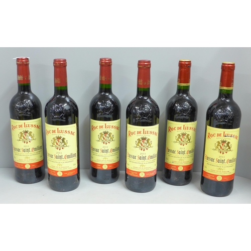 819 - Six bottles of Roc de Lussac, 2011, Lussac Saint-Emillion, Grand Vin de Bordeaux (cellar stored) **P... 