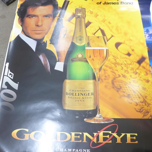 820 - James Bond film posters, lobby cards for Goldeneye, Licence To Kill, etc. (5)