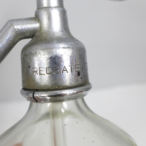 825 - A soda syphon, marked Redgate, Nottingham