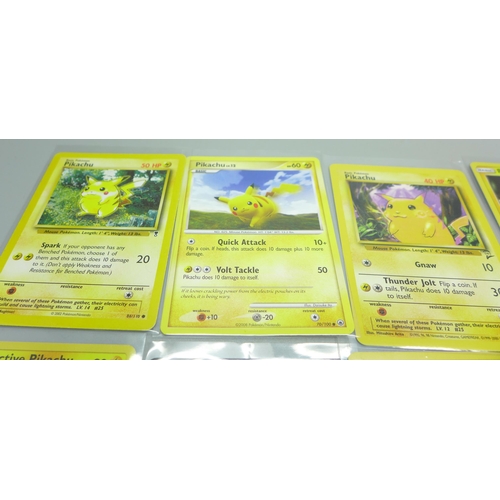 852 - Ten rare Pikachu modern and vintage Pokemon cards