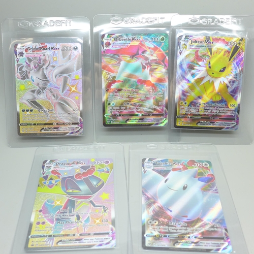 854 - Five rare V-Max Pokemon cards