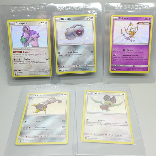 858 - Five rare Hidden Fates Pokemon cards