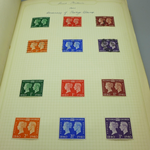 860 - Stamps; an album of GB postage stamps, including Penny Black, a Two Pence Blue, Penny Reds, (identif... 