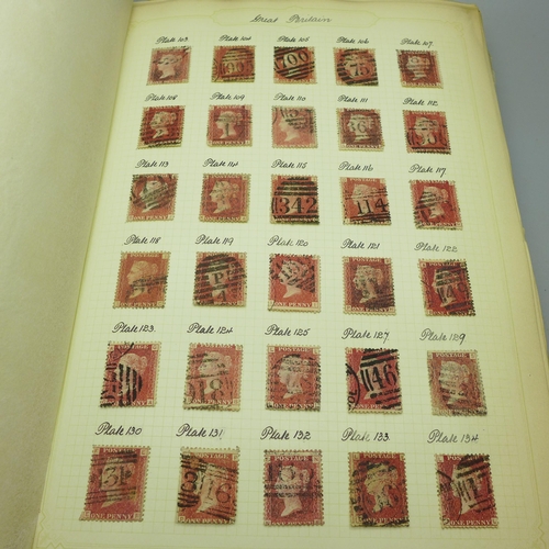 860 - Stamps; an album of GB postage stamps, including Penny Black, a Two Pence Blue, Penny Reds, (identif... 