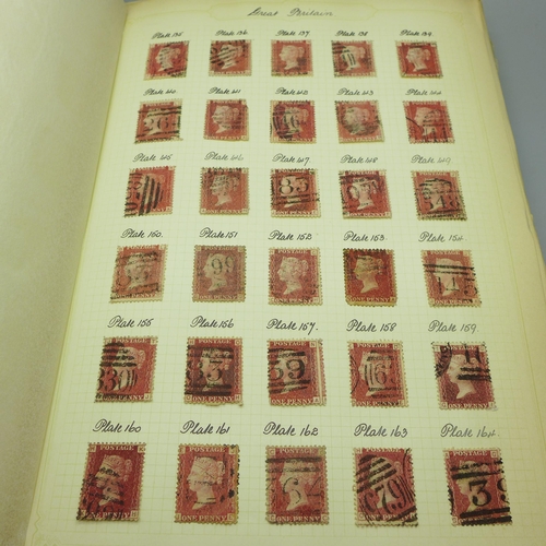 860 - Stamps; an album of GB postage stamps, including Penny Black, a Two Pence Blue, Penny Reds, (identif... 