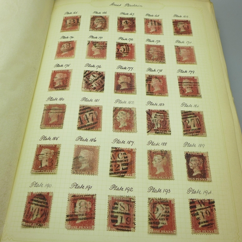 860 - Stamps; an album of GB postage stamps, including Penny Black, a Two Pence Blue, Penny Reds, (identif... 