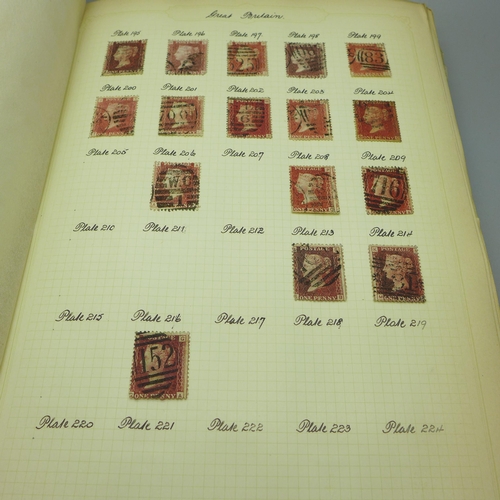 860 - Stamps; an album of GB postage stamps, including Penny Black, a Two Pence Blue, Penny Reds, (identif... 