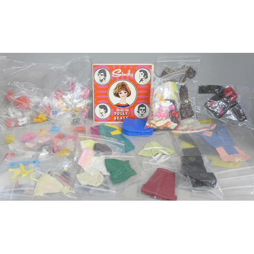 861 - Vintage Sindy clothes, shoes, accessories including three jewellery boxes with Sindy jewellery and S... 