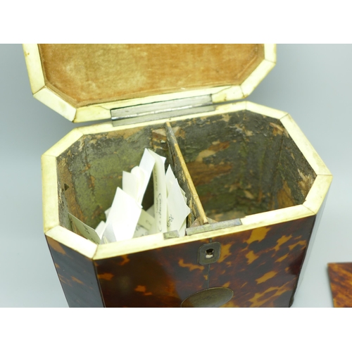 870 - A George III tortoiseshell tea caddy. With non-transferable Standard Ivory Exemption Declaration, no... 