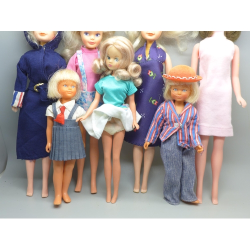 875 - Seven dolls; Mary Quant Daisy doll, three New Face 1986 Sindy dolls, original first Tressy and two o... 