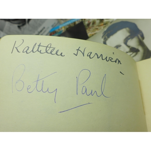 877 - A collection of celebrity publicity photographs and autographs including Harry Corbett and Sooty, Pe... 