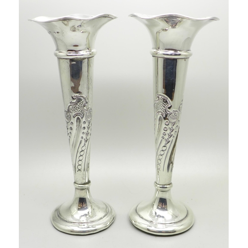 883 - A pair of silver vases, Birmingham 1905, 18cm