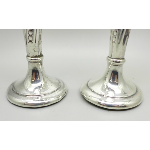 883 - A pair of silver vases, Birmingham 1905, 18cm