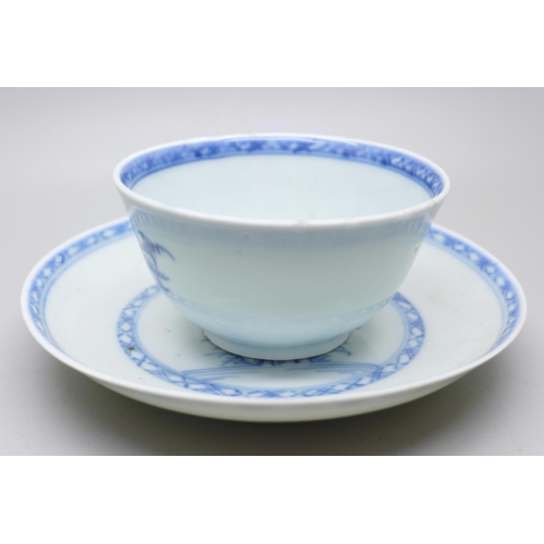 896 - The Nanking Cargo shipwreck tea bowl and saucer, 1752, with Christies label to the saucer, (small 'n... 