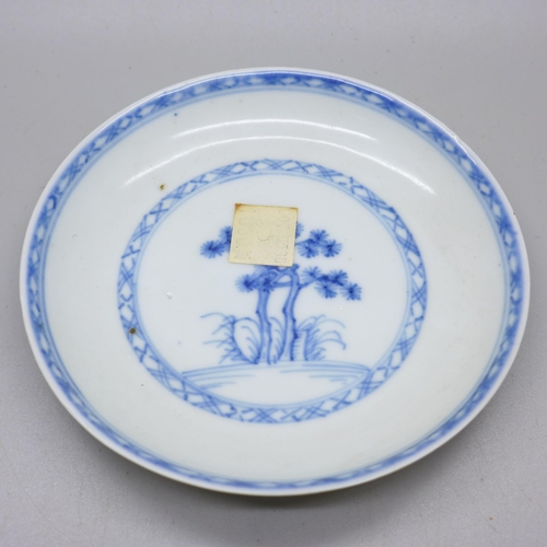 896 - The Nanking Cargo shipwreck tea bowl and saucer, 1752, with Christies label to the saucer, (small 'n... 