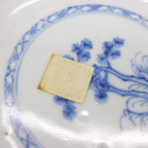 896 - The Nanking Cargo shipwreck tea bowl and saucer, 1752, with Christies label to the saucer, (small 'n... 