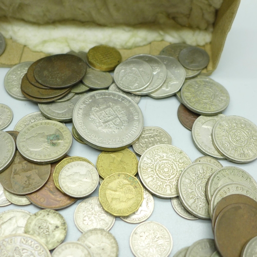 931 - A collection of coins including some half silver