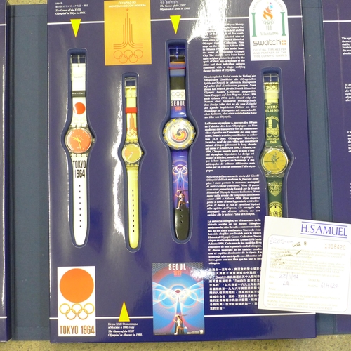 957 - A Historical Centenary Collection Olympic Games Swatch wristwatches, nine watches in original 1990s ... 