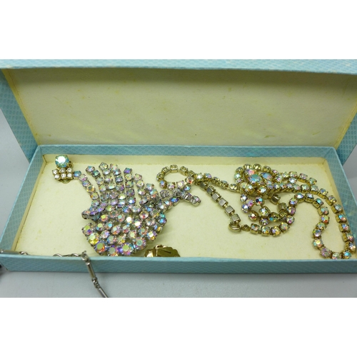 964 - Paste set jewellery, some boxed