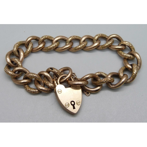 990 - A 9ct rose gold bracelet, 16g, a/f (hole in one link)