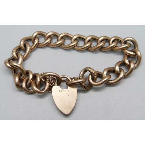 990 - A 9ct rose gold bracelet, 16g, a/f (hole in one link)