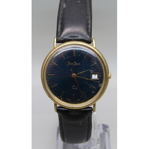 992 - A 9ct gold Jean Jacot wristwatch, (some scratches to case back)