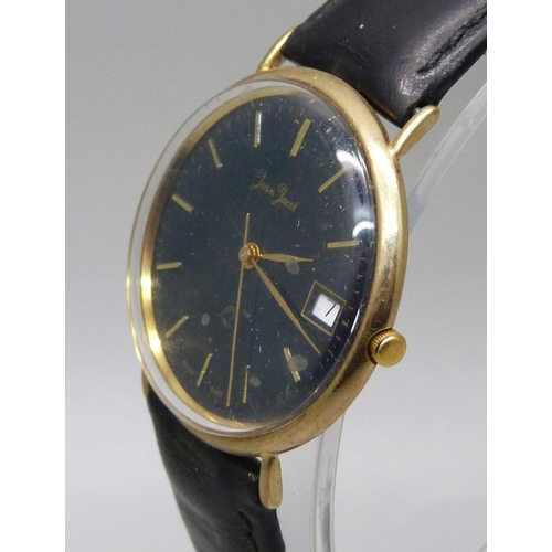 992 - A 9ct gold Jean Jacot wristwatch, (some scratches to case back)