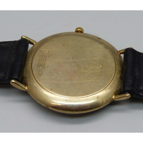 992 - A 9ct gold Jean Jacot wristwatch, (some scratches to case back)