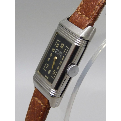 999 - A lady's Jaeger-LeCoultre Reverso wristwatch, inscription to reverse 'DMS'