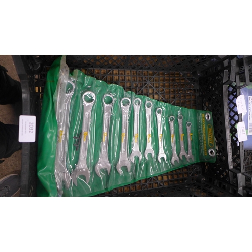2032 - A box of assorted spanners including Hilka 5 piece open-ended spanner set* this lot is subject to VA... 