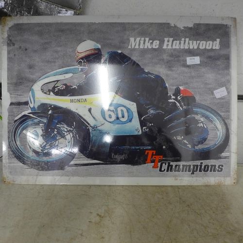 2078 - TT Mike Hailwood Honda 60 tin plate sign * this lot is subject to VAT