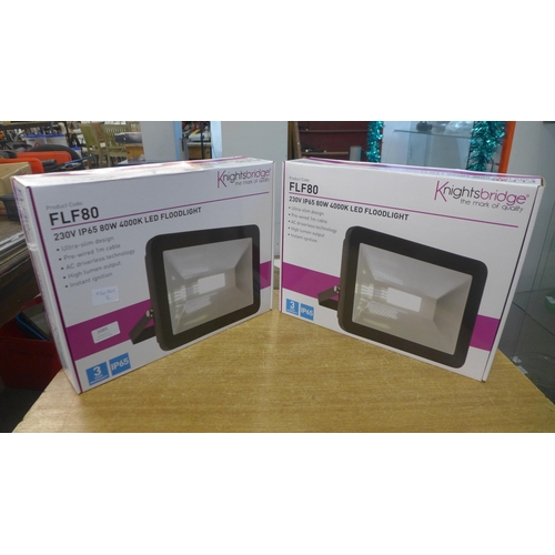 2085 - 2 Knightsbridge LED floodlights, boxed & unused (model FLF80)